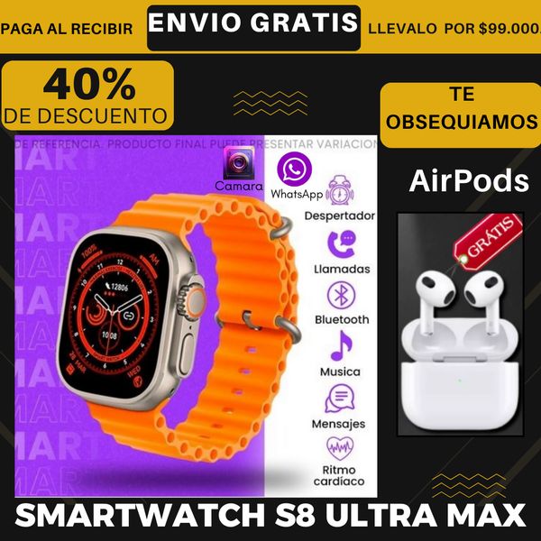 RELOJ SMARTWATCH + AUDÍFONOS GRATIS