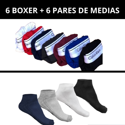 PACK X 6 BOXER CALVIN KLEIN + 6 PARES DE MEDIAS